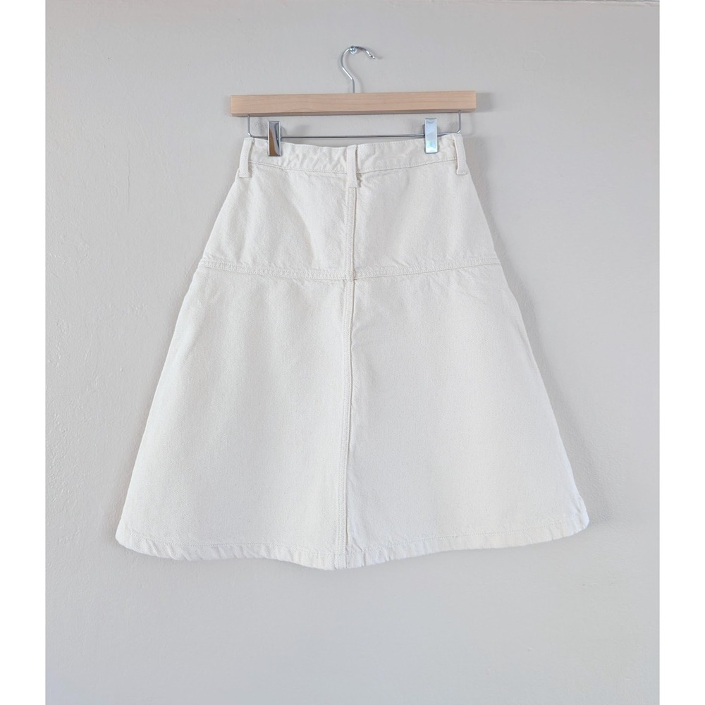 Banana Republic Ecru Denim Skirt Womens 00P Preppy Coastal Chic Neutral Quiet - Picture 2 of 9